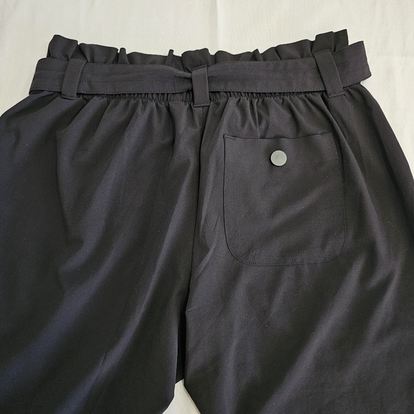 Athleta skyline paper bag waist pants size 2 petite black pants with Belt - Picture 6 of 14